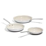 Made In Cookware - 3-Piece (Includes 8",10",12") CeramiClad Non Stick Frying Pan Set (Stainless Handle) - 5-Ply Stainless Clad with Stay-Cool Handle - Professional Cookware - Crafted in USA