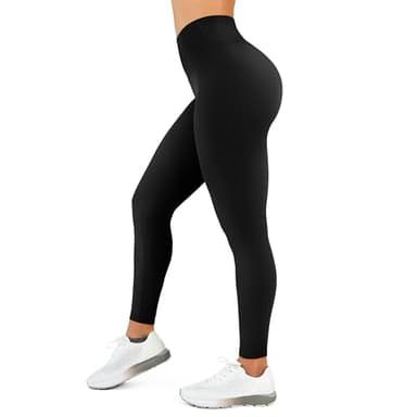 High Waisted Leggings for Women - No Front Seam Tummy Control Yoga Pants for Workout Running No See Through