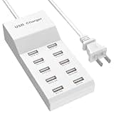 USB Wall Charger USB Charging Station for Multiple Devices USB Charger 10-Ports Power Hub Strip Smart Plug Charging Dock Charge Block Compatible with iPhone 15,iPod,Galaxy S Smart Phones