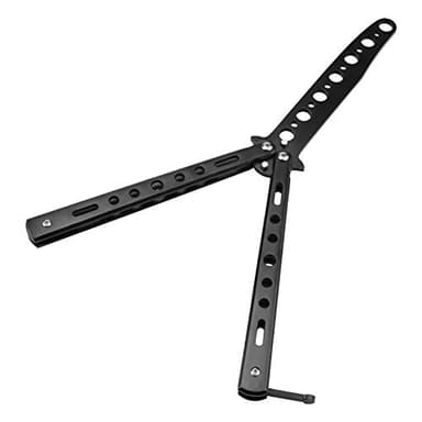 Little World Butterfly Knife - 1 Pack Butterfly Knife Trainer Practice Tool Steel Metal - Comb for Practicing Flipping Tricks Folding Unsharpened - Balisong Trainer Black