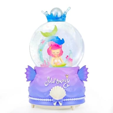 BREIS Snow Globes,100MM Mermaid Snow Globe Automatic Snowflakes with Music LED Lights,Decorate Christmas Birthday Valentines Day Gifts for Women Sister Mom Girlfriend Wife
