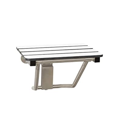 18" x 15" Phenolic White 3” Slats Folding Wall Mount Shower Seat Bench, ADA Compliant