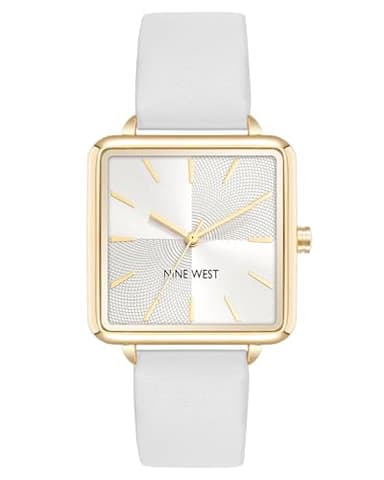 Nine West Women's Strap Watch, White/Gold, (N 2670GPWT)