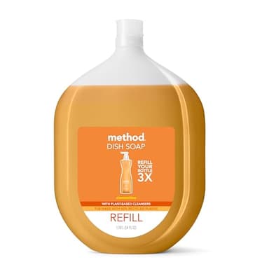 Method Gel Dish Soap Refill, Clementine Scent, Powerful Cleaning Formula, Large Refill Tub, Cuts Through Grease, 54 Fl Oz