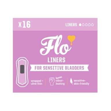 Flo - Sensitive Bladder Liners (16 Pack) - Wrapped + Ultra-Thin - Absorbent, Soft & Breathable - Charcoal Core - Made with Organic Bamboo - Panty Liners for Women - Vegan & Cruelty Free