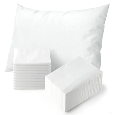 JMU 100PCS Disposable Pillow Case 21" x 30", Tissue/Poly Medical Pillow Covers Sleeves, White