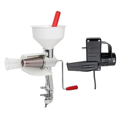 Johnny Apple Sauce Maker, Tomato Sauce Maker, Remove Skins & Seeds From Produce, Model 250 Clamp Based Food Strainer with Electric Motor (Strainer + Motor)