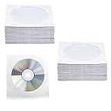 200 PCS CD DVD Sleeves, Premium White Paper CD DVD Sleeves Envelope Sleeves Holder with Clear Window and Close Flap 120 Gram Weight Paper Compatible with Standard Size CD DVD