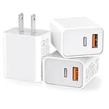 3 Pack USB C Wall Charger, 20W Durable Dual Port QC+PD 3.0 Power Adapter, Double Fast Plug Charging Block for iPhone 13/14/15/16/16 Pro/Pro Max/Plus, XS/XR/X, Watch Series 8/7 Cube，White