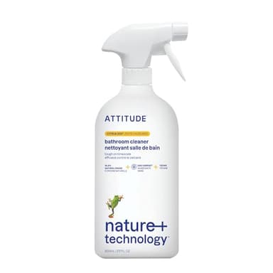 ATTITUDE Bathroom Cleaner Spray, EWG Verified, Plant-Based & Vegan, Safe for Bathroom Surfaces, Tiles, Tubs, Shower Walls, and Grout, Citrus Zest Scent, 27.1 Fl Oz