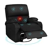 LAFWELL Rocking Recliner Chair, Massage Rocker Recliner Chair with Vibration Massage and Heat, 360° Swivel Recliner Chairs, Living Room, Bedroom, Nursery, RV, Black