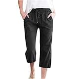 Capri Pants for Women 2024 Summer Casual Capri Leggings Lightweight High Wasit Stretch Cropped Trousers with Pockets