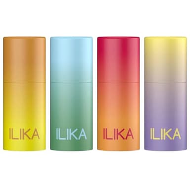 ILIKA 100% Natural Lip Balm - Organic, Plastic-free, Vegan, Vitamin E, COSMOS Certified, 4-Pack Essential Collection - Ginger Lemon, Eucalyptus Mint, Lavender Chamomile, Almond Cardamom Rose, 0.15 oz