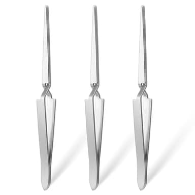 3 PCS Reverse Action Tweezers Precision, Cross Locking Tweezers for Crafting Jewelry, Stainless Steel Reverse Tweezer for Crafting Jewelry Electronics Laboratory Cross Locking