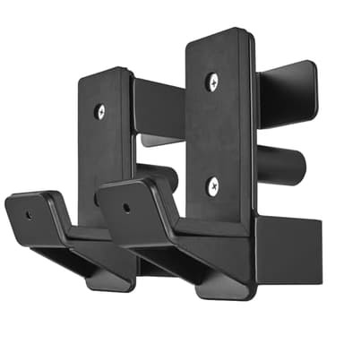 AINAFIX J Hooks for 2" x 2" Power Rack with 1" Hole, Rubber Pad J-Hook for Power Cage, Bottom Reinforced Steel J Cups for Squat Rack, Heavy Duty Barbell Holder, Black