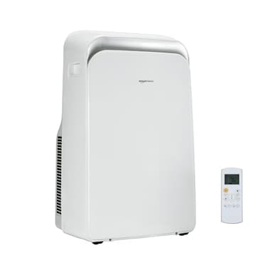 Amazon Basics 4-In-1 Portable Air Conditioner with Remote, Timer, Sleep Mode, Auto Swing, Cool/Heat/Dry/Fan-Only Functions, 13500 BTU (ASHRAE), Cools Up to 550 Sqf, Energy Saving, White