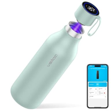 VSITOO 33oz Smart Self Cleaning Water Bottle，Insulated Water Bottle with Stainless Steel, BPA-Free, AI Self-Clean, 30-Day Battery, Magnetic Charging for Travel, Gym or Office, Blue