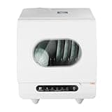 Portable tabletop dishwasher, compact dishwasher, countertop dishwasher, leak-proof drying, 360° spray arm, 5 programmes, for houses, flats and dormitories, white.