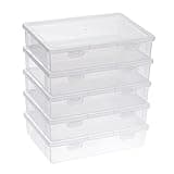 BTSKY Clear Plastic Storage Box with Flap Lid, Multipurpose Craft Organizers and Storage Box Art Supply Storage Organizer Plastic Sewing Box for Beads Pencils Notebooks, 6 Pack Small