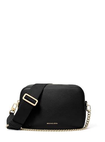 Michael Kors Women's Bryant Medium Double Zip Chain Camera Crossbody Bag, Gold-Tone Hardware/Black