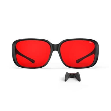 Goiteia Red Blue Light Glasses Fit Over Glasses- Attach Detachable Nose Pads to Wear as Regular Red Light Glasses Eye Protection & Improve Sleep
