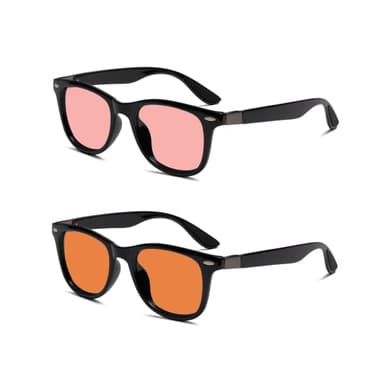 BRADDELL FL-41 Rose & FL-60 Wayfarer Blue Light Glasses for Migraine Light Sensitivity, Fluorescent LED Lighting & Concussion