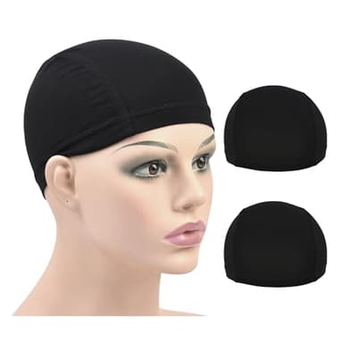 YTBYT 2 Pcs Wig Caps Bamboo Fiber Wig Cap Elastic Breathable Wigs Grip Cap Wig Liner Cap (Black)