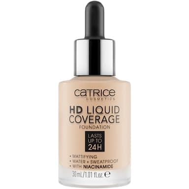 Catrice | HD Liquid Coverage Foundation | 24H Wear, Matte Finish, High Coverage, Waterproof Formula with Niacinamide | Vegan & Cruelty Free (010 | Light Beige)