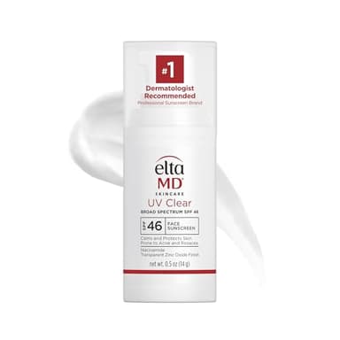 EltaMD UV Clear Face Sunscreen SPF 46, Oil Free Sunscreen with Zinc Oxide, Dermatologist Recommended, 0.5 oz