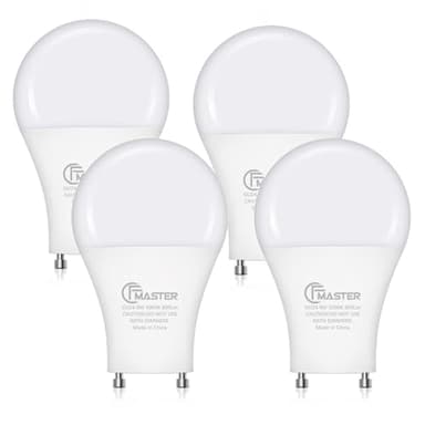CFMASTER GU24 LED Light Bulb, 5000K Daylight, 9W(100W Equivalent), 800 Lumens, A19 Shape GU 24 LED Bulbs, Twist and Lock GU24 Pin Base with Two Prongs, Non-Dimmable, UL ETL Certificated(4-Pack)