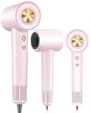 Hair Dryer Blow Dryer,180000 RPM High-Speed Brushless Motor 500 Millions Negative Ionic hairdryer for Fast Drying, Quiet Thermo-Control Hair dryers for Women Home Travel Salon (Pink)