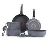 T-fal Ingenio Essentials Cookware Set with Detachable/Removable Handle 11 Piece, Granite Titanium Non Stick, Oven Broiler Safe 500F, Stackable, Pots and Pans Set, Frying Pans, Dishwasher Safe, Gray