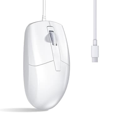LOONASA USB C Wired Mouse, Type C Optical Mouse, Portable Silent Comfortable, for Laptop, Mac, MacBook, Android, PC, White
