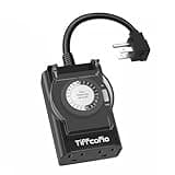 TiFFCOFiO Outdoor Timer Outlet Waterproof, 24 Hour Mechanical Light Timer Outdoor, 2 Grounded Outlets for Home and Garden, 15A 1/2HP, Heavy Duty, ETL Listed
