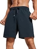 CRZ YOGA Men's Linerless Workout Shorts - 7'' Quick Dry for Running Sports Athletic Gym with Pockets True Navy Medium