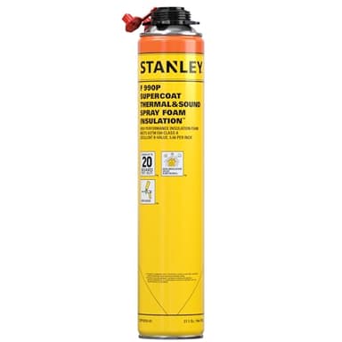 STANLEY F 990P Supercoat Spray Foam Insulation - Closed Cell Spray Foam Covers Up to 20 Sq.Ft.,(11.32 / 2 inch R-Value), Gun Use, Gun Not Included, 27.1 oz, 1 Pack