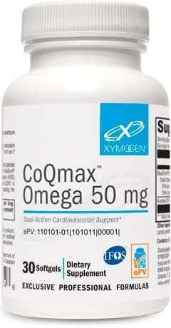 XYMOGEN CoQmax Omega 50 mg - CoQ10 + Fish Oil Omega 3 Supplement - Dual-Action Heart Health Support - Coenzyme q10 + Specialized Fish Oil for 3X Greater Absorption of EPA DHA (30 Softgels)