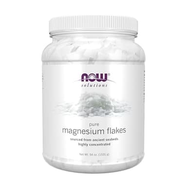 NOW Foods Solutions, Magnesium Flakes, 100% Pure, from the Ancient Zechstein Seabed, Highly Concentrated, 54-Ounce