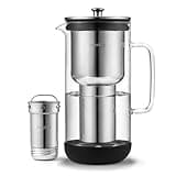 aarke Purifier Glass Water Pitcher, Refillable Stainless Steel Filter, 8-Weeks Performance, BPA-Free, Dishwasher Safe, Pure & Enriched Refill Granules, 1.18L (5 Cups) Capacity