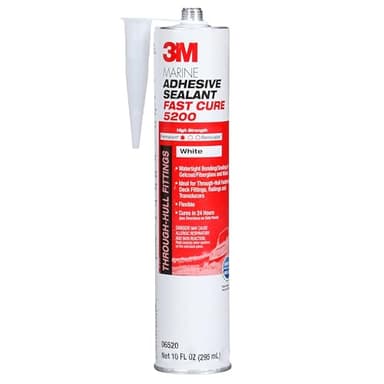 3M Marine Adhesive Sealant Fast Cure 5200 (06520) Permanent Bonding and Sealing for Boats and RVs Above and Below the Waterline Waterproof Repair, White, 10 fl oz Cartridge
