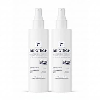 BRIOTECH Sanitizer Disinfectant Hypochlorous Spray, Kill 99.99% of Viruses & Bacteria, Control Mold, Eliminate Odor, Gentle for Nursery & Play Rooms, Food Contact Surface Sanitizer, 4 fl oz (2 Pack)