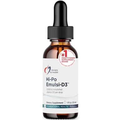 Designs for Health Hi-Po Emulsi Vitamin D Drops - Liquid Vitamin D 2000 IU, Highly Concentrated Vitamin D3 - Bone Health + Immune Support Supplement - 2000 IU Per Drop (1000 Servings / 1 Ounce)