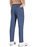 baleaf Men's Workout Athletic Pants Elastic Waist Lightweight Running Golf Pants with Zipper Pockets Blue M