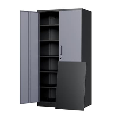 Yizosh Metal Storage Cabinet with Locking Doors and 5 Adjustable Shelves, 72" Garage Storage Cabinet Steel Lockable for Office,Home,Garage
