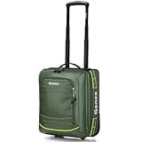 Gonex Water Repellent Underseat Carry on Luggage with Wheels, 16 inch PVC Small Wheeled Travel Luggage for Airline, Rolling Overnight Weekender Suitcase for Men Women 30L, Olive Green