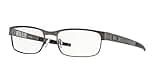 Oakley Men's Ox5038 Metal Plate Titanium Rectangular Prescription Eyeglass Frames, Brushed Chrome/Demo Lens, 55 mm