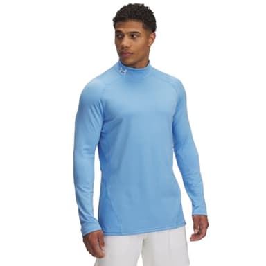 Under Armour Men's ColdGear Fitted Mock, Carolina Blue/White, M