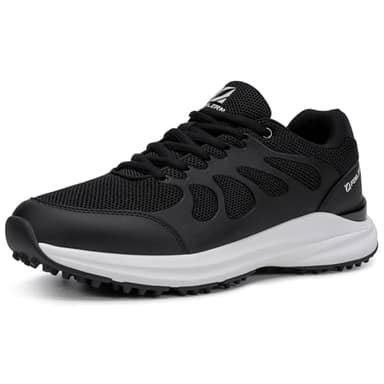 FENLERN Mens Golf Shoes Spikeless Breathable Lightweight Non Slip Golf Shoes for Men F058, Black 9.5