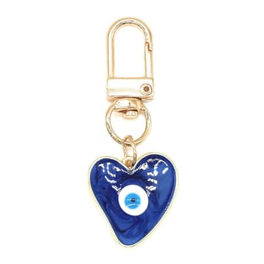 Jasimkiss Evil Eye Keychains Sweat-heart Keychains Protection Charm for Women Men Car Key Ring Bag Purse Accessories (Deep-Blue)