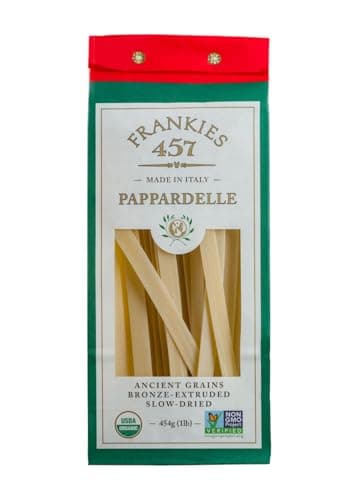 Frankies 457 Artisanal Pappardelle Pasta - Authentic Premium Italian Handcrafted Pasta - Imported from Italy - NON GMO Verified - USDA Organic Certified - 16 Ounce (1 LB)